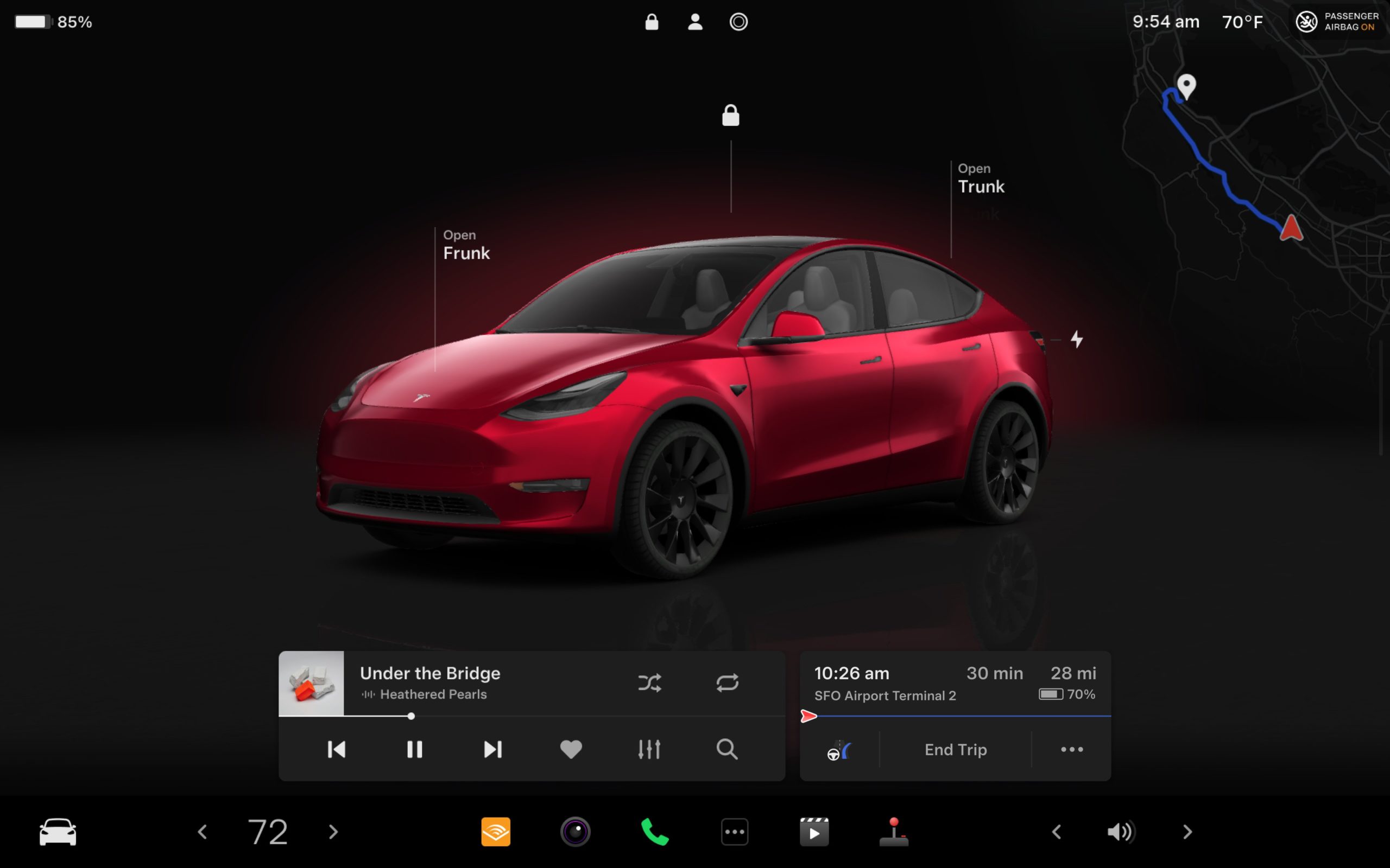 Tesla Home Screen with spring update 2024